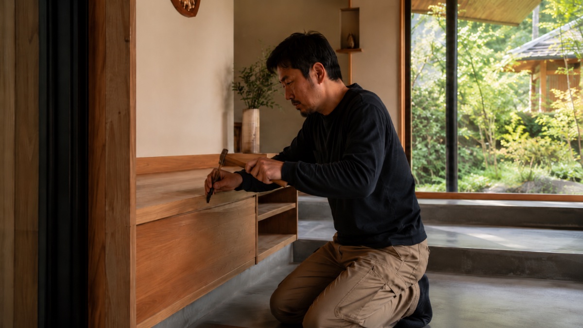 造作を刻む、職人の手元